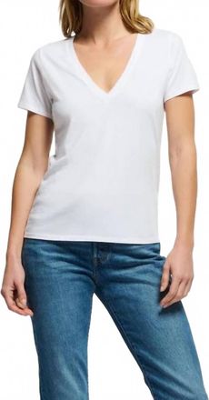 Nation Ltd Blair Slim V-Neck Top In White