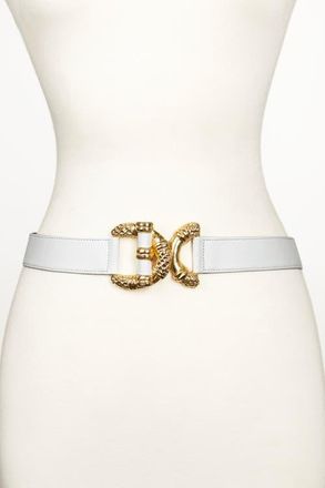 Raina Viper D Link Buckle Leather Belt in White at Nordstrom, Size Medium