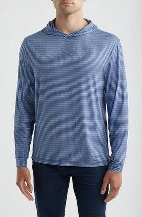Johnnie-O Talon Stripe UPF 50+ Hoodie in Navy at Nordstrom, Size Xx-Large