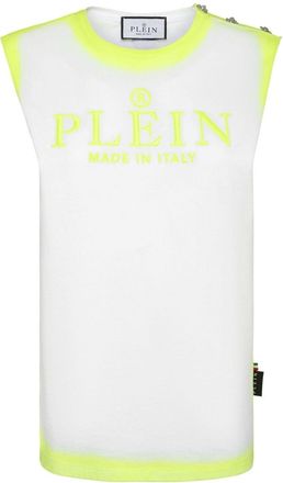 Philipp Plein logo-embroidered cotton tank top - women - Cotton/Zinc/Polyester - M - White