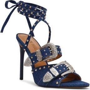 Steve Madden Saddle Embellished Ankle Strap Sandal in Denim Mult at Nordstrom Rack, Size 6.5