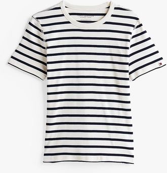 Tommy Hilfiger Womens Slim Fit Crewneck T-Shirt - Blue - XXS