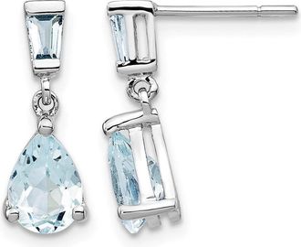 Diamond2Deal 14k White Gold Aquamarine Dangle Earrings