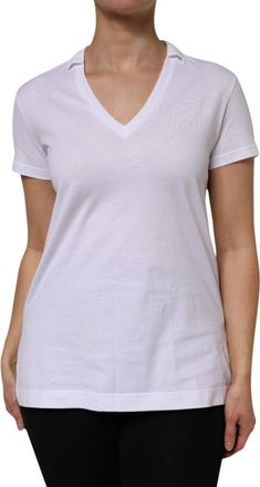 Dolce & Gabbana Womens White V-Neck Cotton Short Sleeves T-Shirt