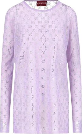 Gucci L/S C/Nk TOP - Dames - Ronde hals truien - Paars - M - Truien & Vesten