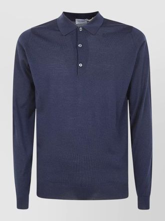 John Smedley fine-knit merino wool long-sleeve polo shirt