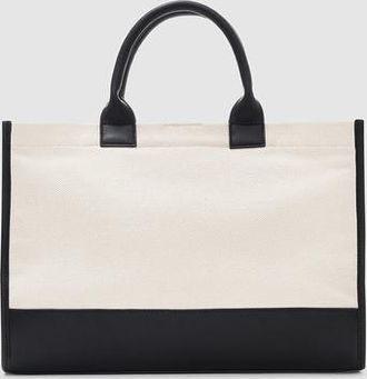 Anine Bing Lara Tote in Natural Canvas /Black at Nordstrom