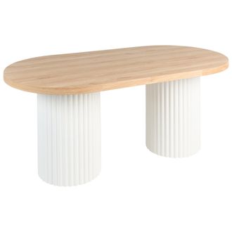 Beliani Mesa De Comedor Madera Marr&oacute;n/blanca 180 X 100 Cm Mdf Tablero Patas Madera Caucho Sheridan