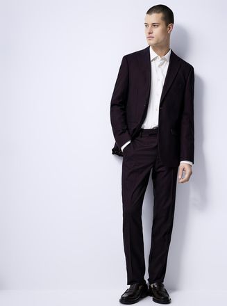 Soul of London Mens Deep burgundy micro-pattern suit Slim fit