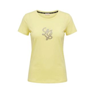 Liu Jo T-Shirts, female, Yellow, Size: 2XS Cotton T-shirt with Embellished Logo