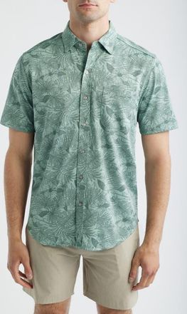 Tommy Bahama San Lucio Villa Evora IslandZone Knit Short Sleeve Cotton Blend Button-Up Shirt in Oxidize Metal at Nordstrom, Size Xxx-Large