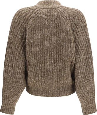 Brunello Cucinelli Womens Sequin Cardigan Fango+camel Sweater