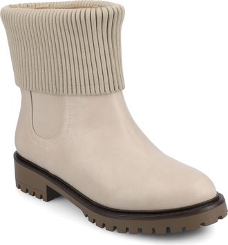 Journee Collection Womens Isabeau Medium and Wide Width Knit Collar Chelsea Boots