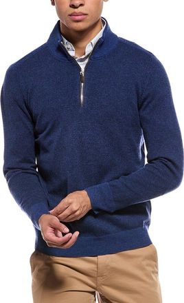 N.Peal N. PEAL Carnaby Birdseye 1/2-Zip 100% Cashmere Mock Neck Sweater