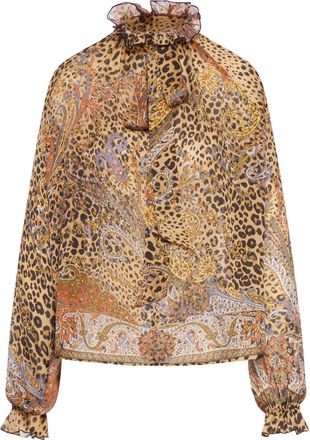 Etro SILK CHIFFON BLOUSE WITH SCARF AND ANIMAL PAISLEY PATTERN - Etro - Woman