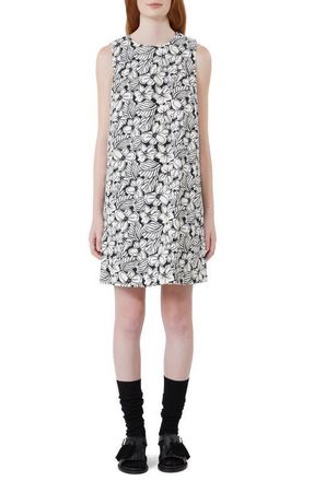 Max Mara Giallo Floral Stretch Cotton Shift Dress in Black at Nordstrom, Size 10