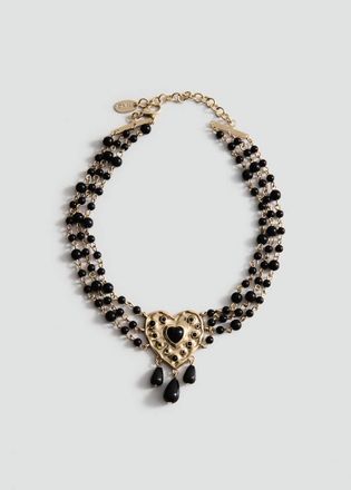 Mango Collana cuore perline oro - Donna - Taglia unica - MANGO