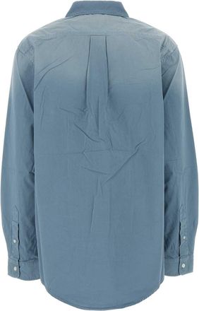 Miu Miu Womens Twill Oversize Shirt Blue Cotton