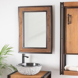 Wanda Collection Wanda Collection - Espejo Para Cuarto De Ba&ntilde;o Elegancia Madera Metal 60 X 80 Cm
