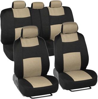 OEM Juego Completo De Fundas Para Asientos De Coche: Asientos Delanteros Y Traseros, F&aacute;cil Instalaci&oacute;n, Camiones, Furgonetas Y Suv, Gris Negro