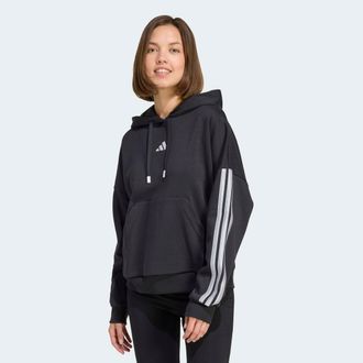 adidas Kapuzensweatshirt ADIDAS SPORTSWEAR W HOL FL HD, Damen, Gr. XS, schwarz (schwarz, silber metallic), Obermaterial: 55% Baumwolle, 36% Polyester, 9% Vis