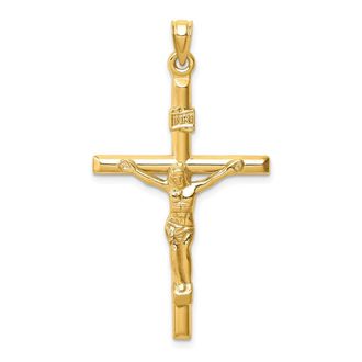 Diamond2Deal 14k Yellow Gold Hollow Crucifix Pendant