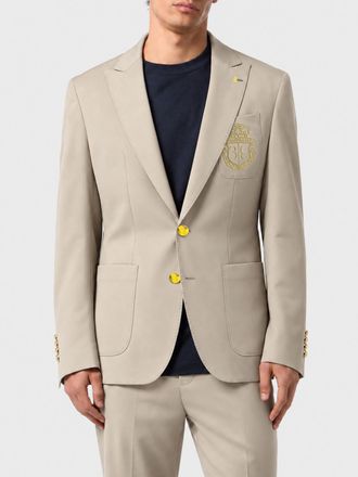 Billionaire Boys Club Slim Fit Virgin Wool Blazer with Peak Lapels and Embroidered Crest