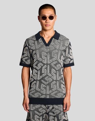 Lyle & Scott Lyle And Scott Mens Emblem Ribbed Knitted Polo Shirt - Size: 42