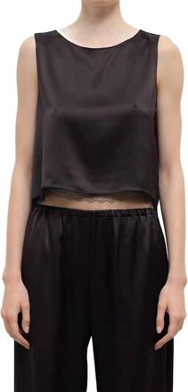 Leset Barb Lace Crop Sleeveless Crew Top In Chocolate