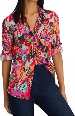 Nic+Zoe Kauai Garden Crinkle Shirt In Red