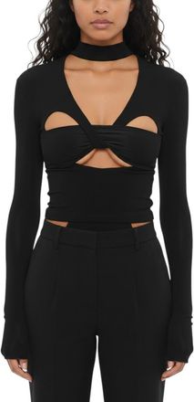 AMBUSH Black Solid Halter Neck Top
