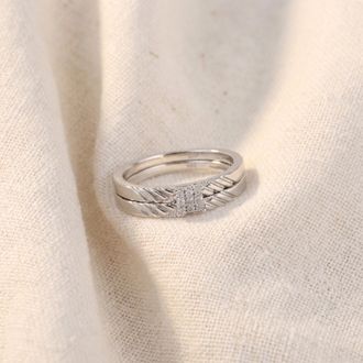 Pompeii3 Diamond Engagement Matching Wedding Ring Set 14K White Gold Size Selectable