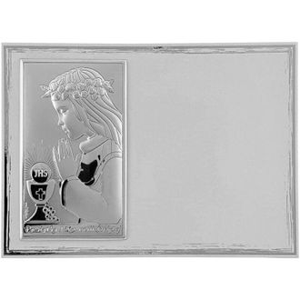 OEM Cuadro Recuerdo De Primera Comuni&oacute;n En Plata Con Grabado Para Ni&ntilde;a Tama&ntilde;o: 18x13 Cm Color: Blanco Sku: Vl821/4bi