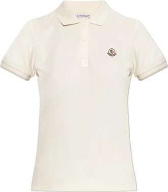 Moncler Polo met Logo - Dames - Polos - Beige - XS - Katoen - Tops
