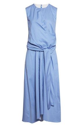 Altuzarra Penny Stripe Draped Silk Dress in 374484 Azure Stripe at Nordstrom, Size 12 Us