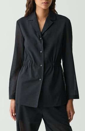 Theory Cinched Waist Wool Blend Jacket in Black at Nordstrom Rack, Size 10