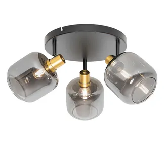 QAZQA Faretto Zuzanna - Moderno - Vetro,acciaio - Grigio/nero/oro - Tondo Max. 3 X Watt - Qazqa