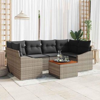 vidaXL Conjunto De Sof&aacute; De Jard&iacute;n 7 Pcs Gris Vidaxl