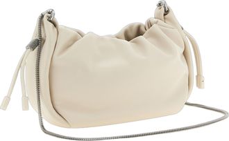 Brunello Cucinelli Womens White Lamb Leather Crossbody Bag