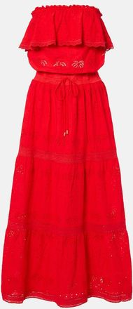 Melissa Odabash Vestido midi Caroline de algod&oacute;n con bordado ingl&eacute;s