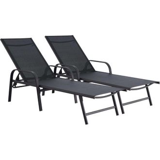 Habitat et Jardin Juego De 2 Tumbona De Acero farniente - Negra