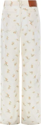 Msgm Floral Motif Cotton Trousers - White