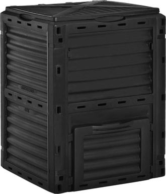 OUTSUNNY Compostador Capacidad De 300l Compostera Org&aacute;nica Para Producci&oacute;n Abono De Jard&iacute;n Exterior Con 48 Respiraderos 60,5x60,5x81,5 Cm Negro