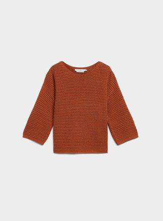 Contemporaine Womens 3/4-sleeve openwork crocheted sweater