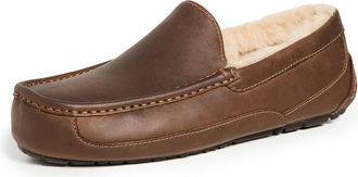 UGG Mens Ascot Wide Slipper, Tan Leather, 7 UK