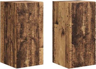 vidaXL Mueble De Tv Montado En La Pared 2 Pcs Madera Vieja Vidaxl