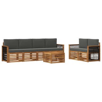 vidaXL Conjunto De Sof&aacute;s De Exterior 7 Pcs Natural Y Antracita Vidaxl