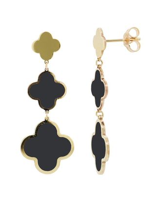 Italian Gold, Inc 14K Onyx Clover Dangle Earrings