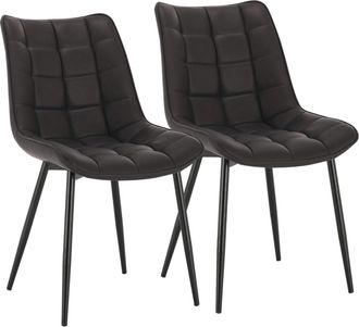 Woltu Pack De 2 Sillas De Comedor Asiento De Cuero Artificial Silla Dise&ntilde;o Silla Tapizada Estructura Met&aacute;lica Sill&oacute;n Con Respaldo Silla De Cocina Antracita 