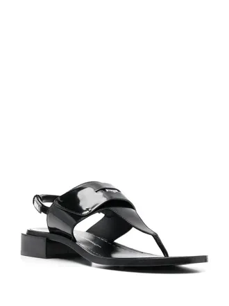 Ferragamo Logo-Plaque Thong Sandals - Black